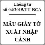 Thông Tư Về Phí Xuất Nhập Cảnh